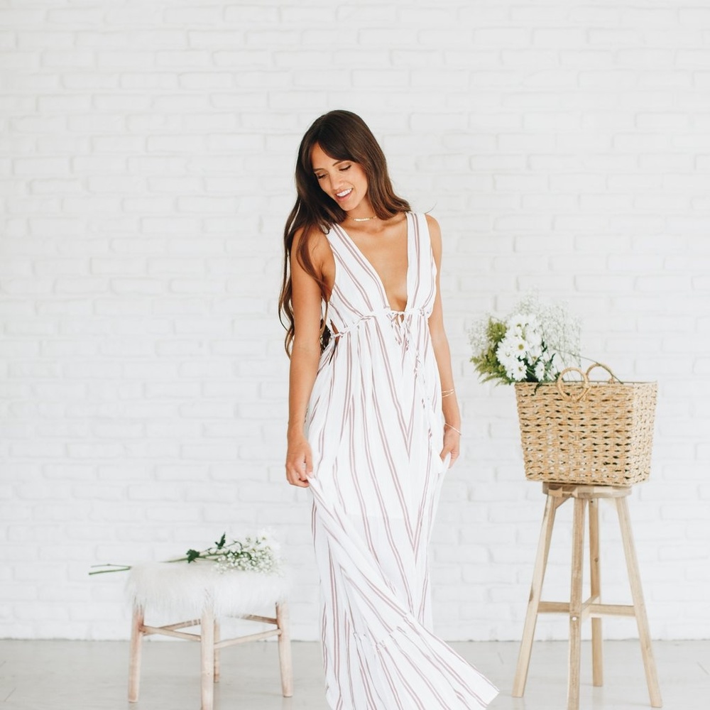 Apple Blossom Striped Maxi Dress